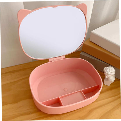Miroir de maquillage avec rangement oreilles de chat